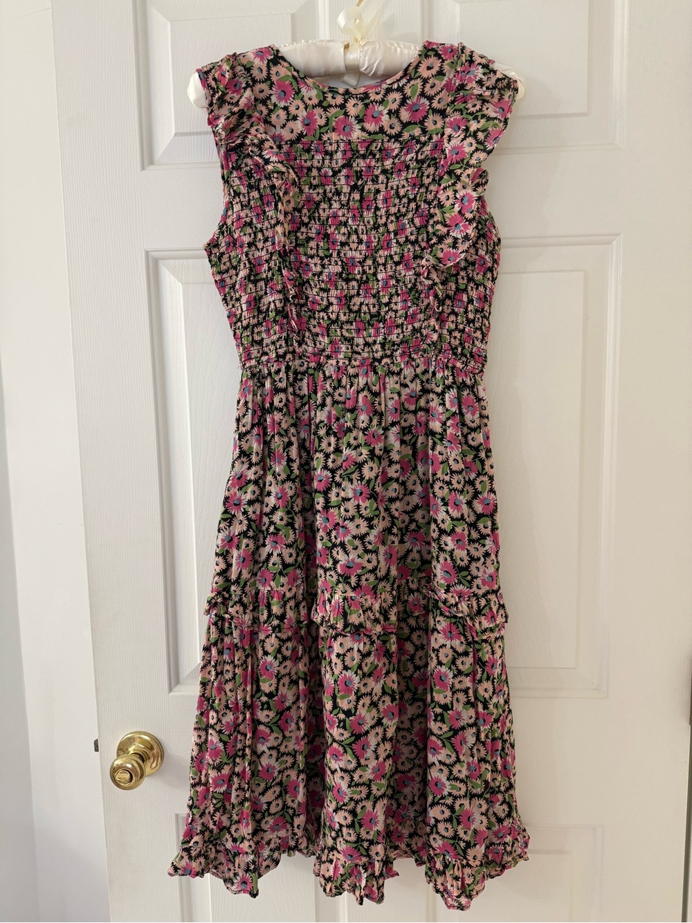 💕Banjanan Iris Pink Floral Smocked Ruffle MidiDress